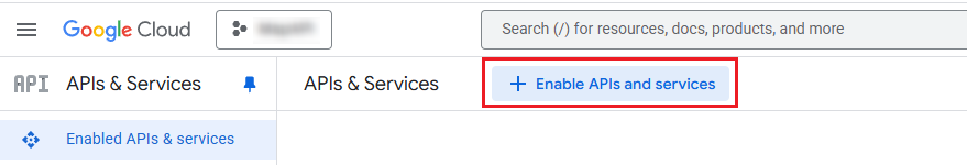 Click Enable APIS and services. 