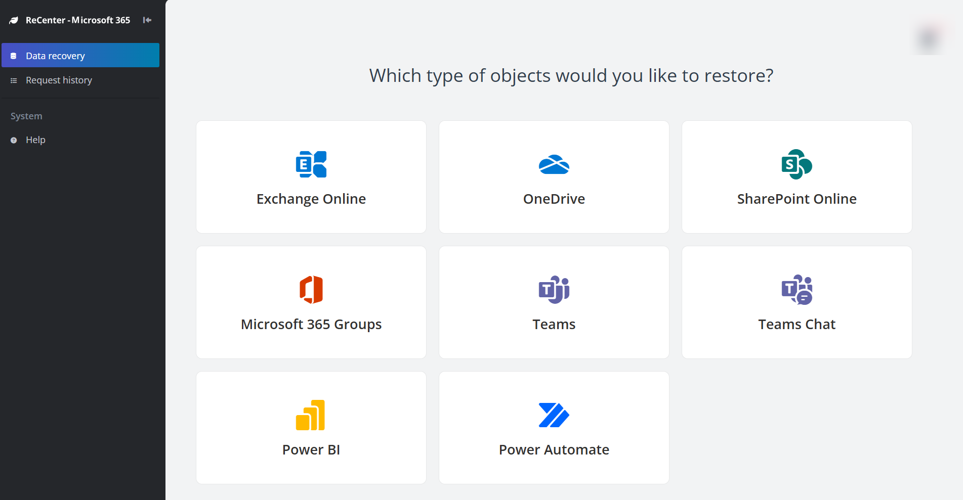 ReCenter for Microsoft 365 画面 ReCenter for Microsoft 365 画面